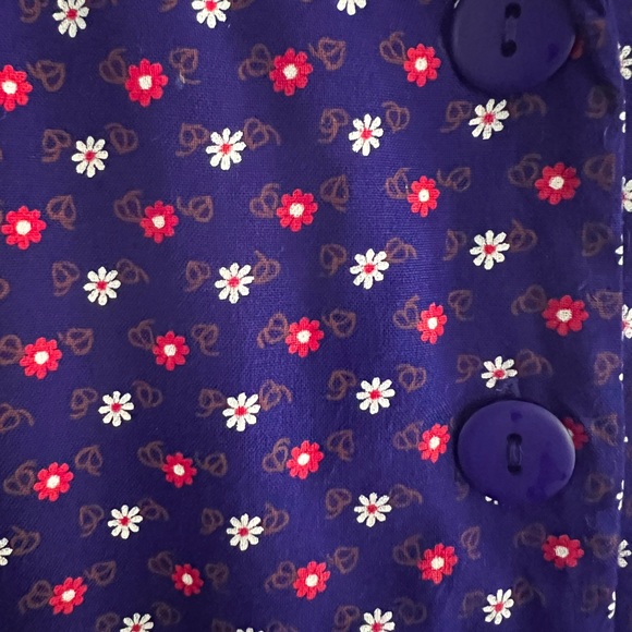 April Cornell Ditsy Daisy Dropwaist Dress Navy Size Small - Picture 9 of 9